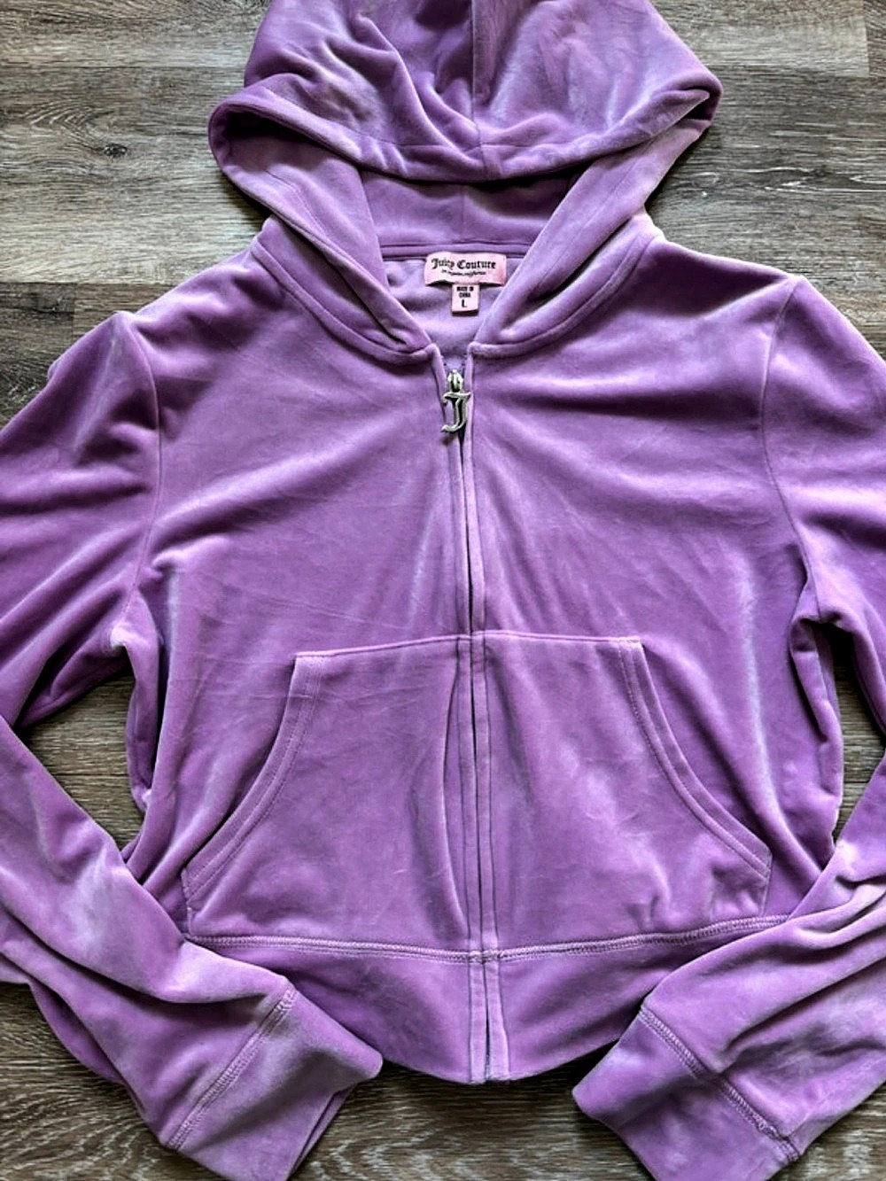 Juicy Couture Velour Zip Hoodie in Purple Size Small